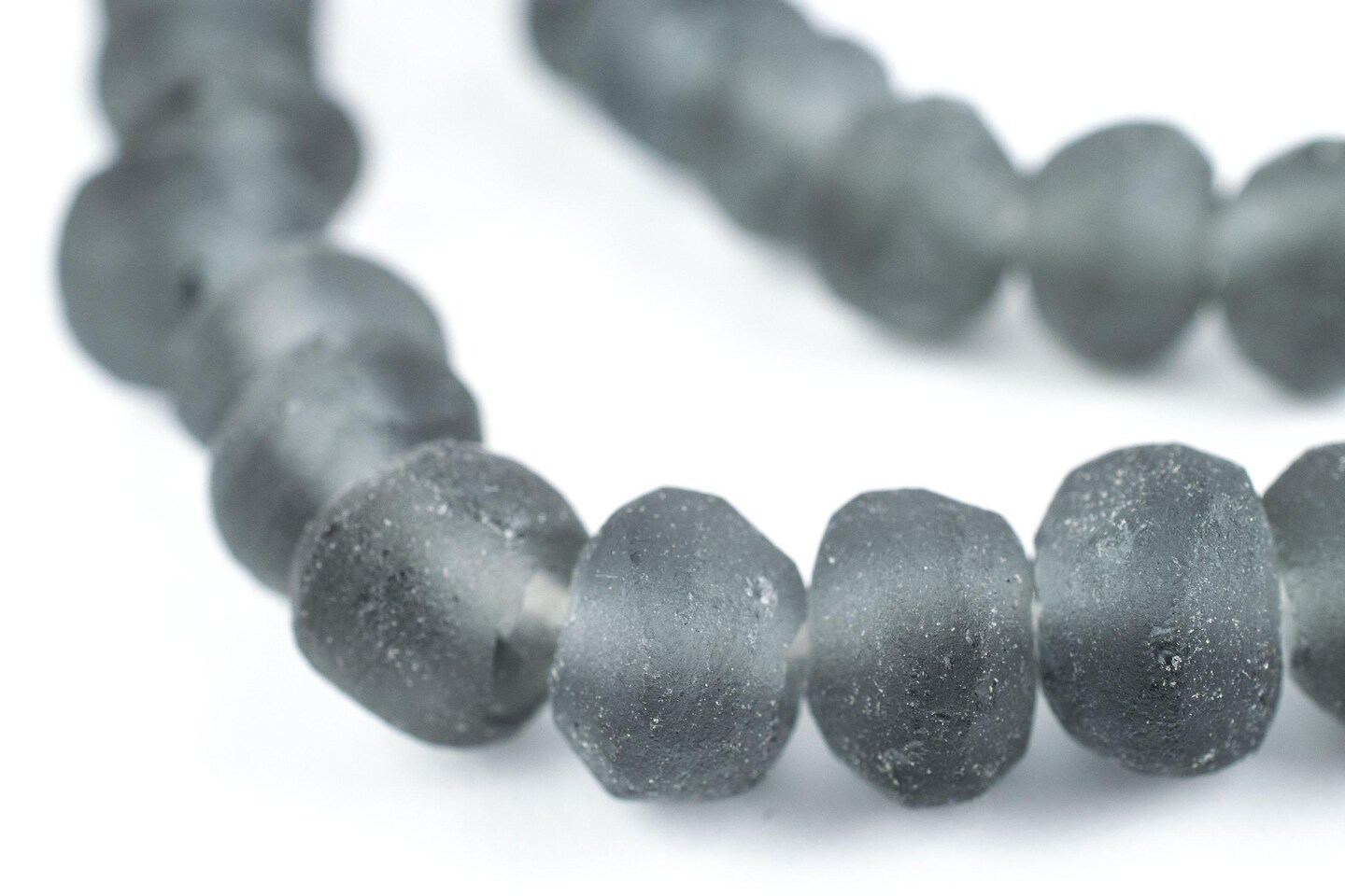 TheBeadChest Charcoal Grey Rondelle Java Recycled Glass Beads 11mm Indonesia Sea Glass Disk Large Hole 23 Inch Strand Fair Trade