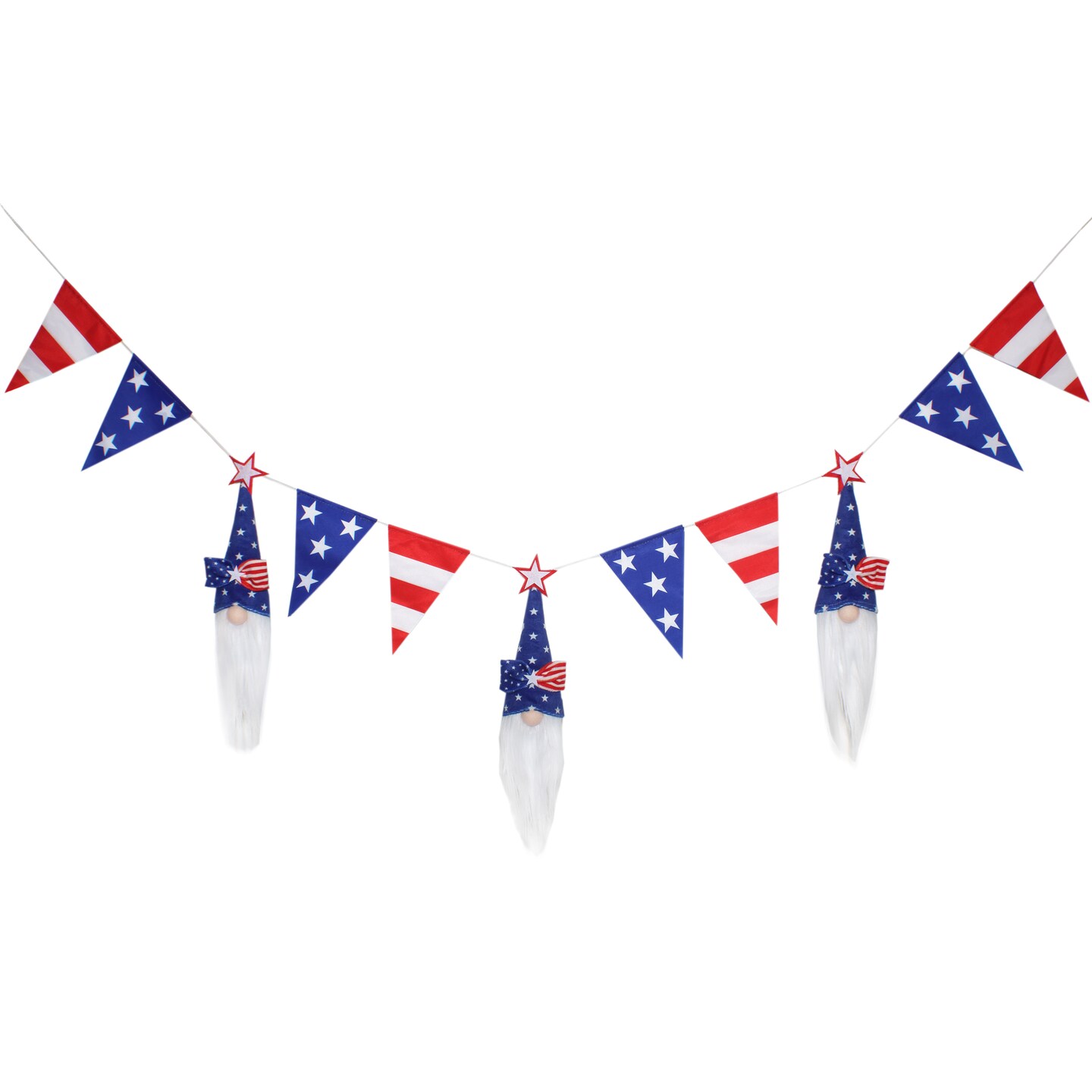 6 ft. Patriotic Flags and Blue Gnomes Garland