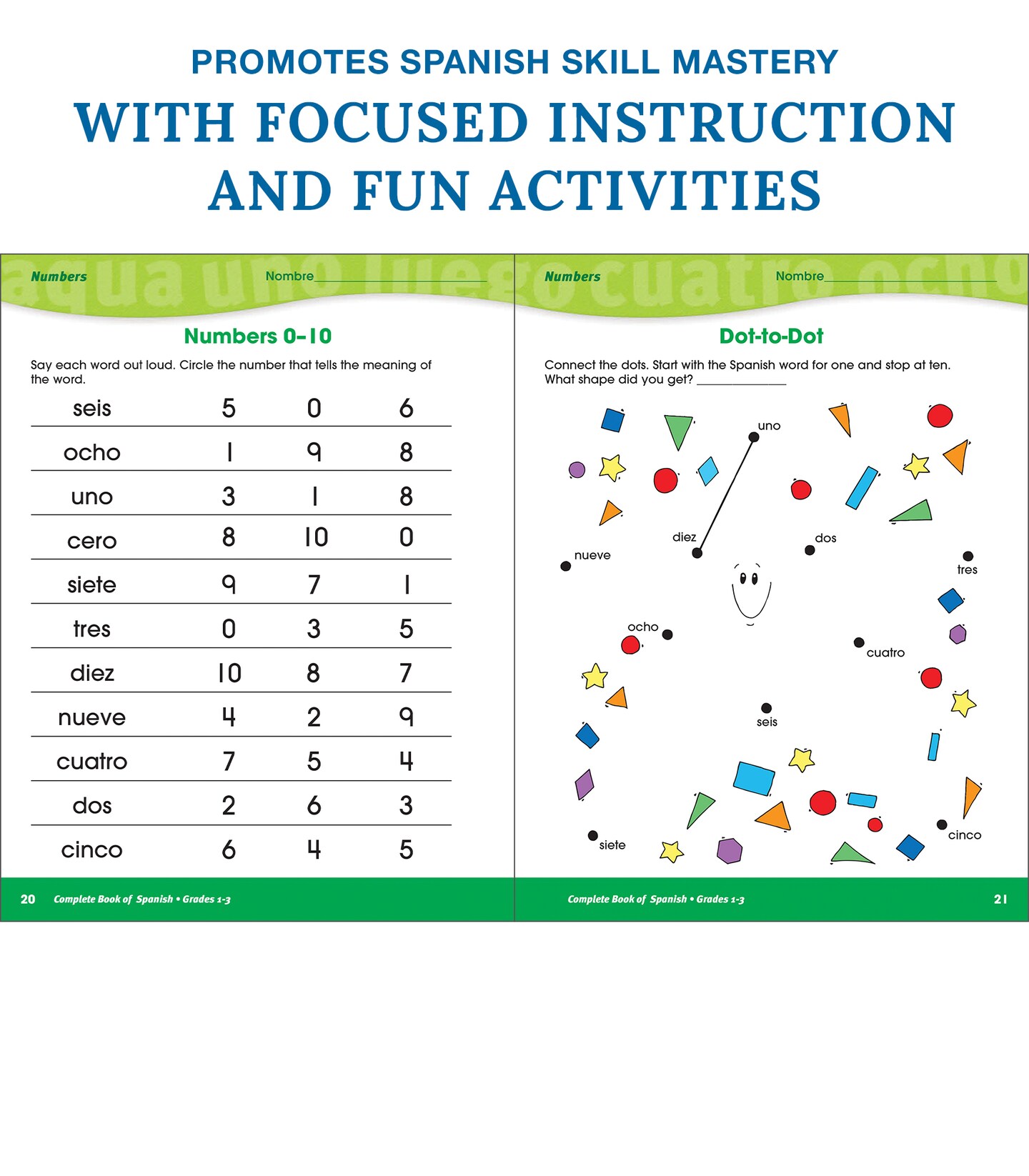 The Complete Book of Spanish Workbook, 1st, 2nd, and 3rd Grade Workbook, Alphabet, Numbers, Parts of Speech. Sight Words, and More Language Learning Activities