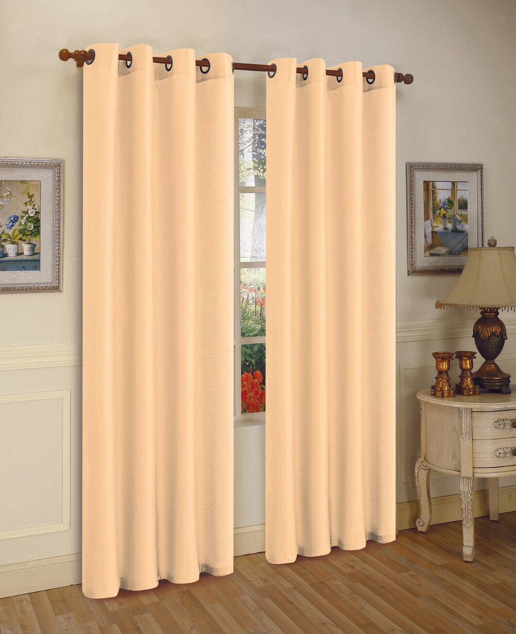 J&#x26;V TEXTILES 2 Panels Solid Grommet Faux Silk Window Curtain Drapes Treatment in 84&#x22; Length
