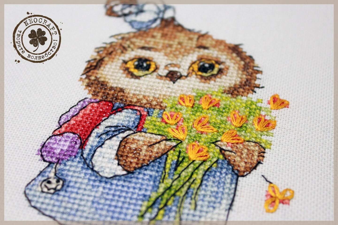 Owl with Flowers SV-16 Counted Cross-Stitch Kit