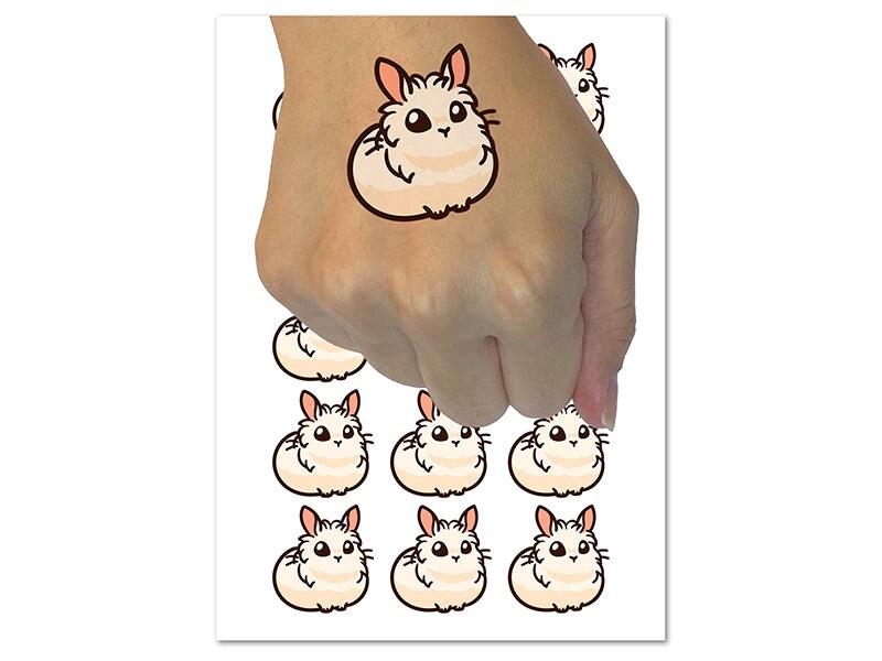 Lionhead Rabbit Bunny Cute Temporary Tattoo Water Resistant Fake Body Art Set Collection (1 Sheet)