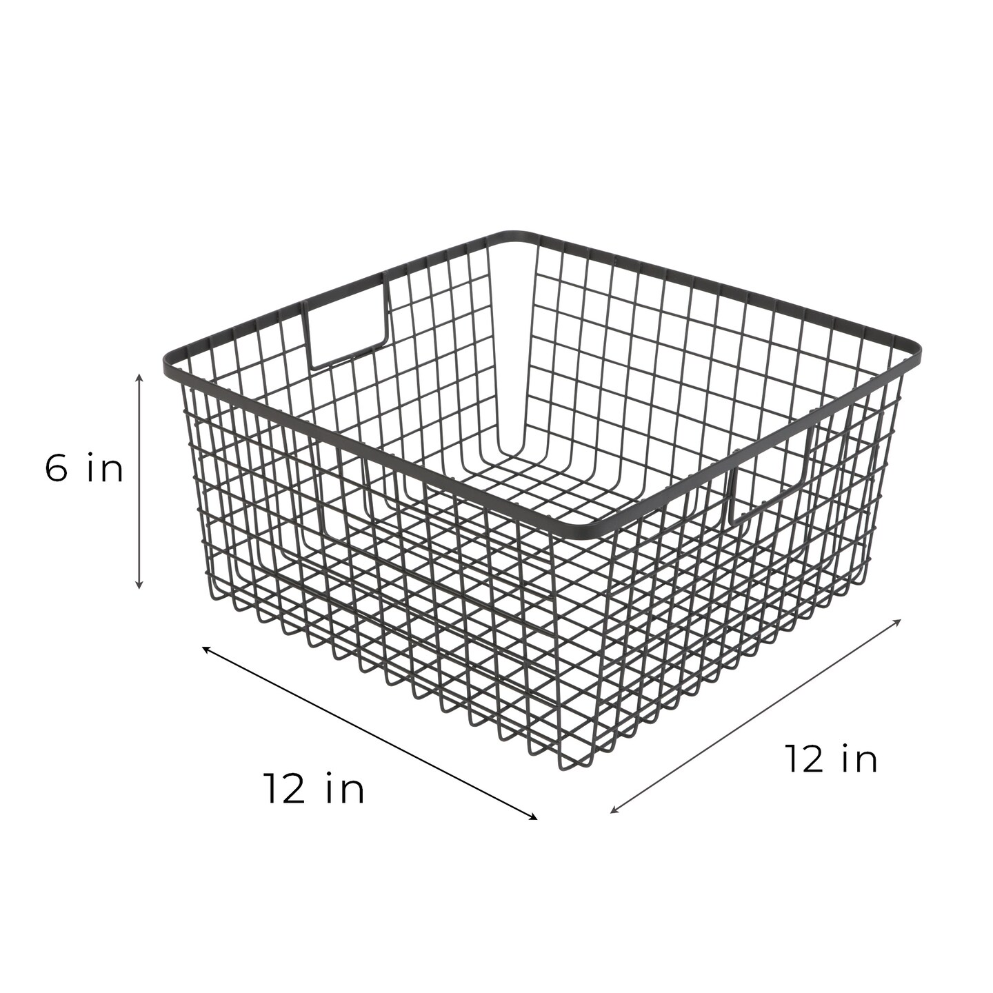 Smart Design Nestable Basket Organizer with Handles - Steel - 12 x 12 x 6 - Black - Set of 4