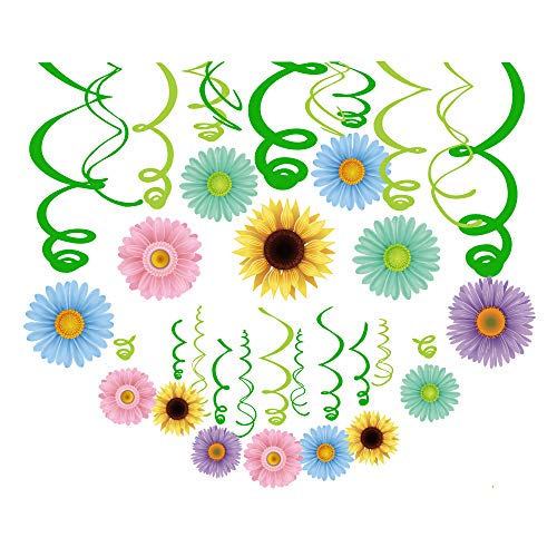 30 Pieces Autume Summer Spring Sun Flowers Hanging Swirl Decorations,Themed Birthday Party,Party Supplies,Ceiling Decorations for Girls,Boys,Kids, Bedroom,Classroom,Baby Shower