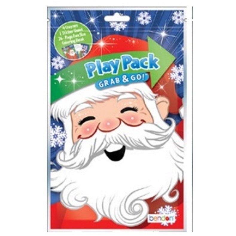 Santa Claus Grab And Go Play Pack Party Favors With Crayons Coloring Book Stickers