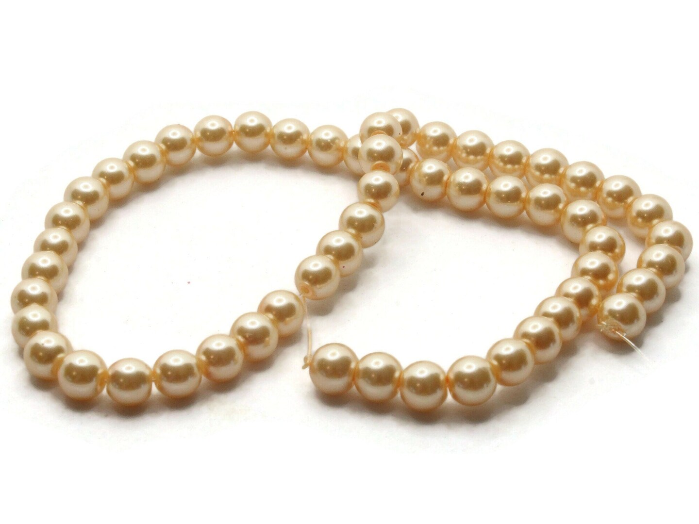 55 8mm Round Yellow Glass Pearl Beads