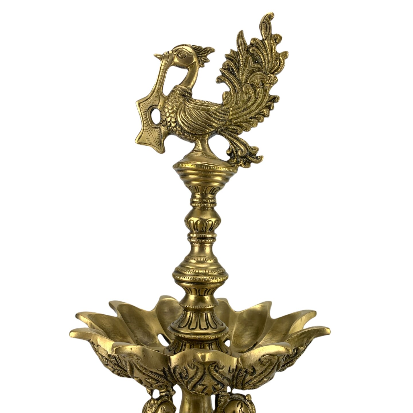 Large Peacock Brass Oil Tall Diya, Samai Diya, Diwali Decor, Brass Oil Diya Lamp, Altar Temple Decor, Brass Oil Lamp, Diya for Home Decor, Kathu Vilakku, Kerela Diya, Pooja Diya