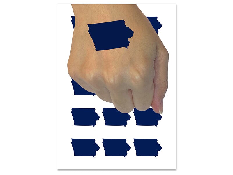 Iowa State Silhouette Temporary Tattoo Water Resistant Fake Body Art Set Collection (1 Sheet)