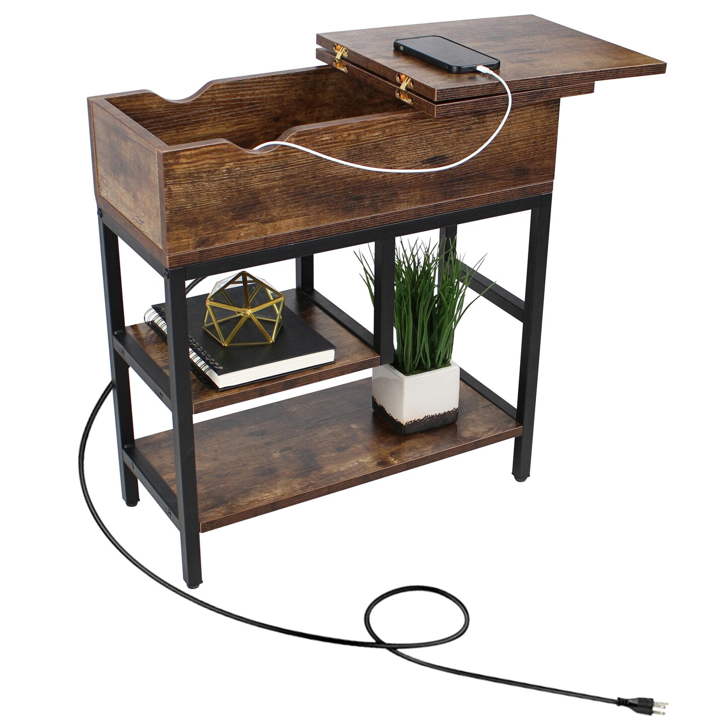 Creekview Home Emporium Narrow End Table with Charging Station with USB Ports