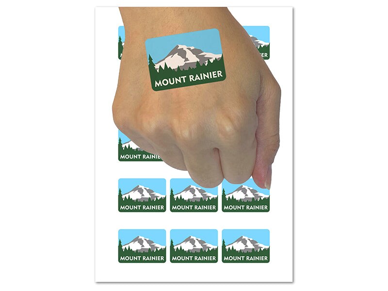 Destination Mount Rainier National Park Temporary Tattoo Water Resistant Fake Body Art Set Collection (1 Sheet)