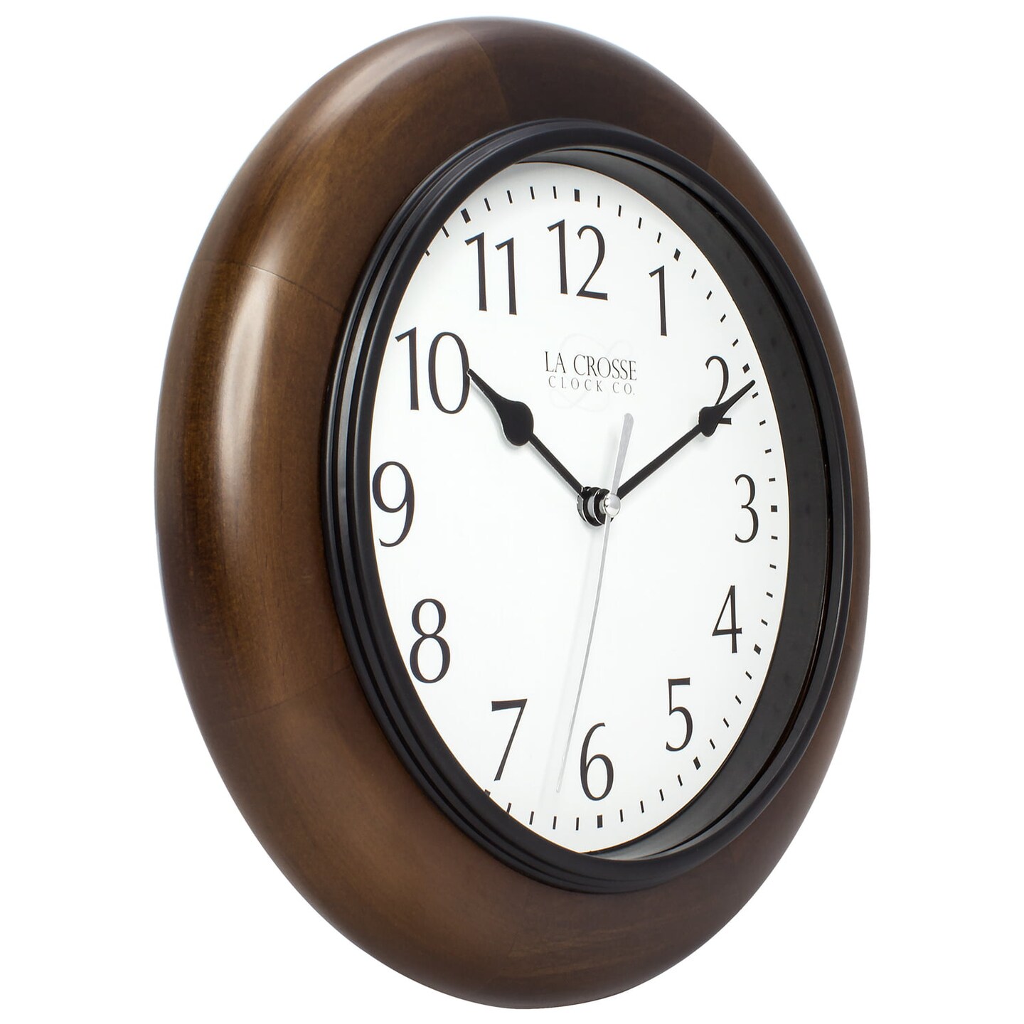 La Crosse Clock 10 In Brown Linwood Classic Analog Quartz Wood Wall Clock, 404-2625