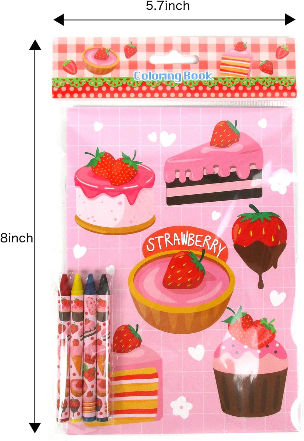 TINYMILLS Strawberry Coloring Book Set with 12 Coloring Books and 48 Crayons