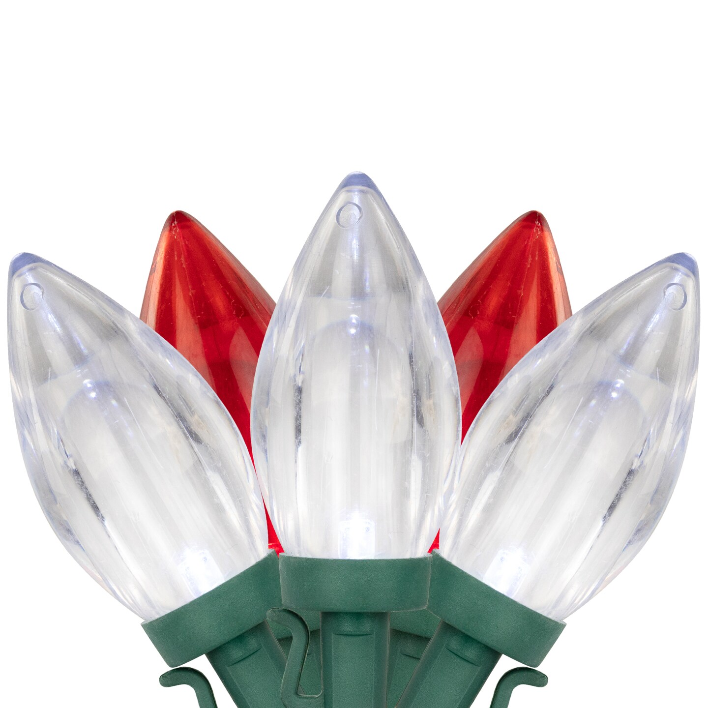 Northlight LED C9 Christmas Lights - Red and Pure White - 16' Green Wire - 25ct