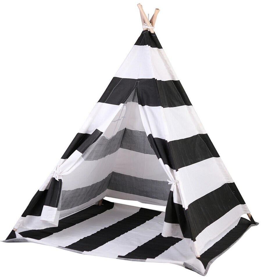 Black &#x26; white Tent Indian Teepee Playhouse Foldable Kids Play Tent