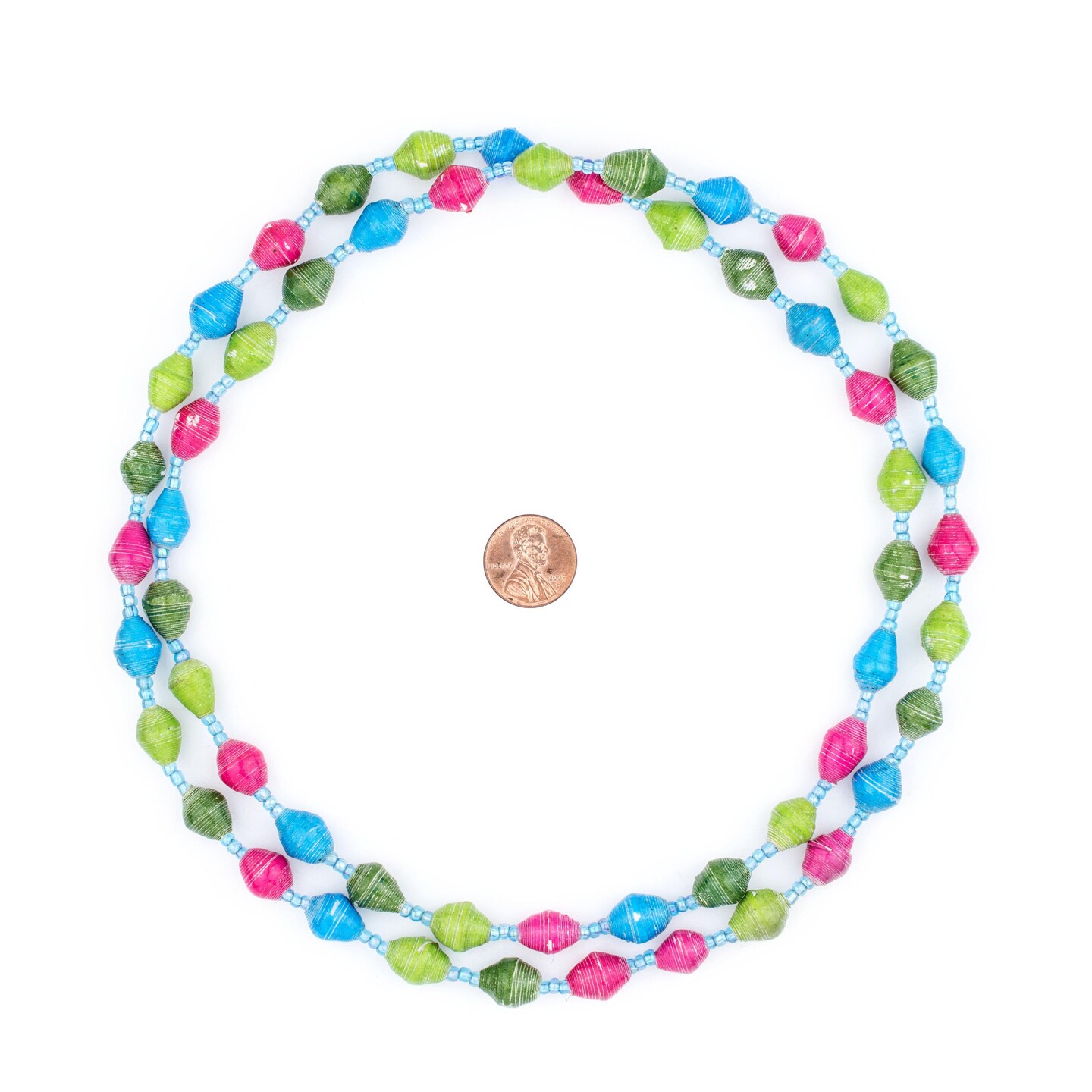 Recycled Paper Bead Necklace from Uganda - Fair Trade African Jewelry by The Bead Chest (Carnival Medley)