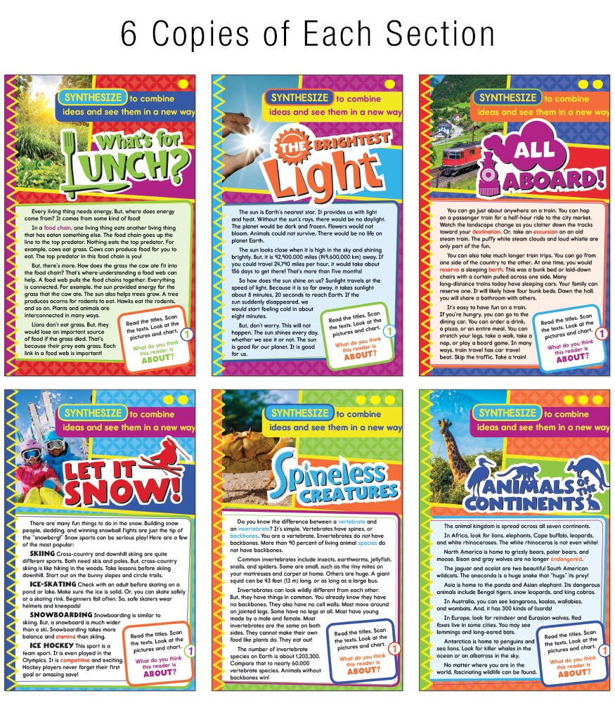Carson Dellosa Ready to Go: Synthesize Guided Reading Set, Grades 3-4 Resource Book With 36 Nonfiction Leveled Readers, Discussion Guides, Prompts, and More