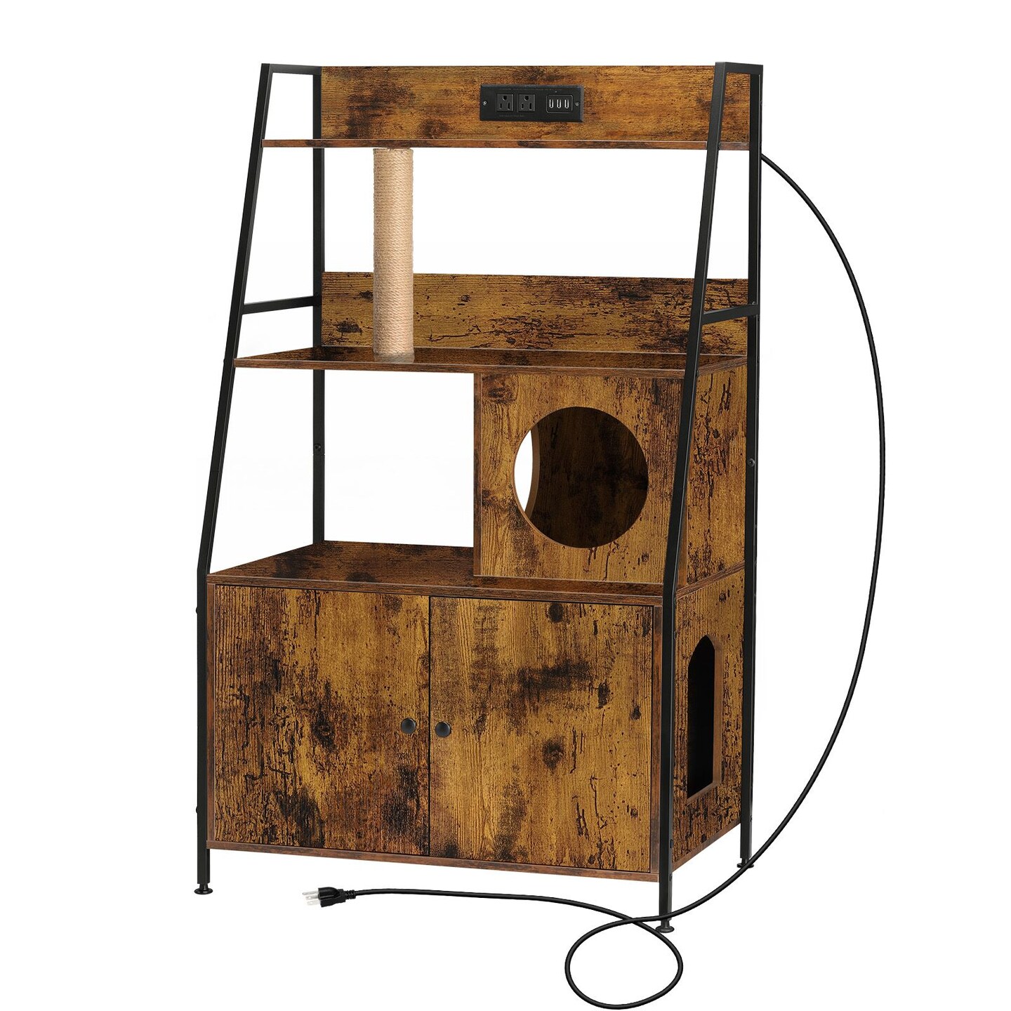 Litter Box Enclosure with Storage Shelves