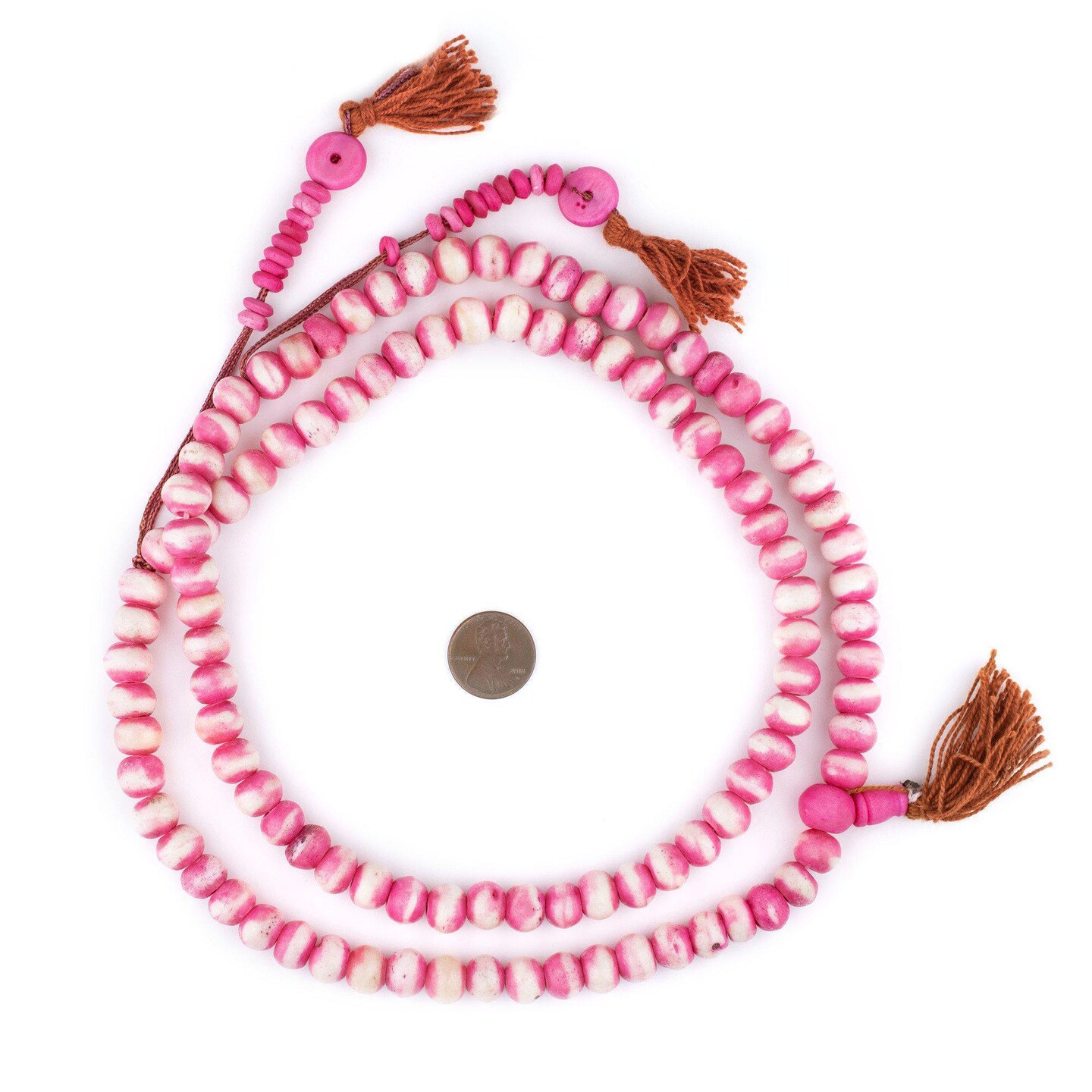 TheBeadChest Pink Rustic Bone Mala Beads (10mm)