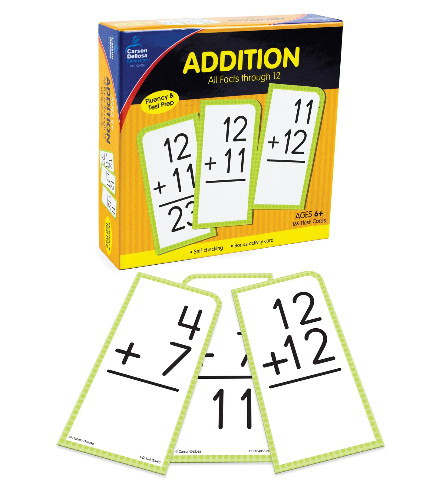 Carson Dellosa 169 Addition Flash Cards, All Facts for Adding Through 12, Flashcards for Ages 6 and Up, Kindergarten Learning Activities and Math Games for Kids 5-7