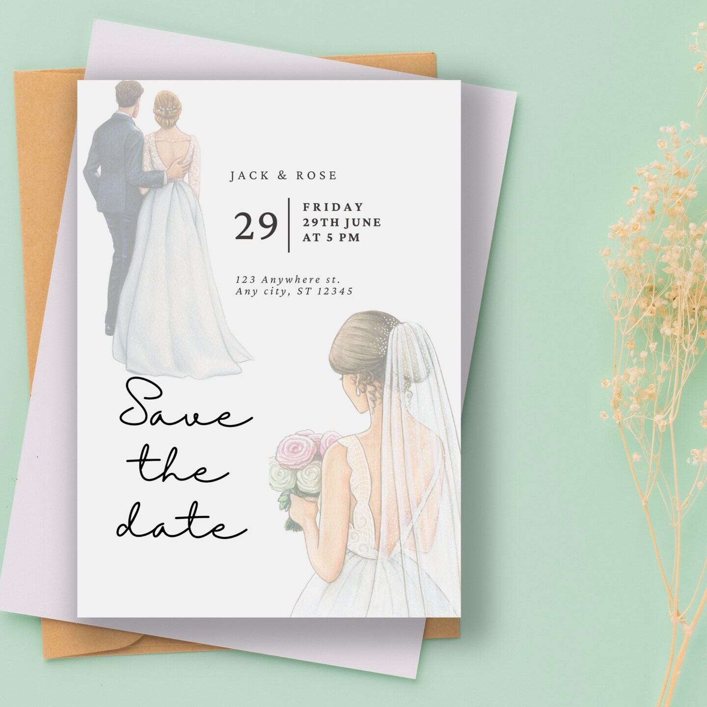 Romantic Wedding Invitation, Digital Download, Personalized Invitation.  Thank You Card, Address Labels | MakerPlace by Michaels