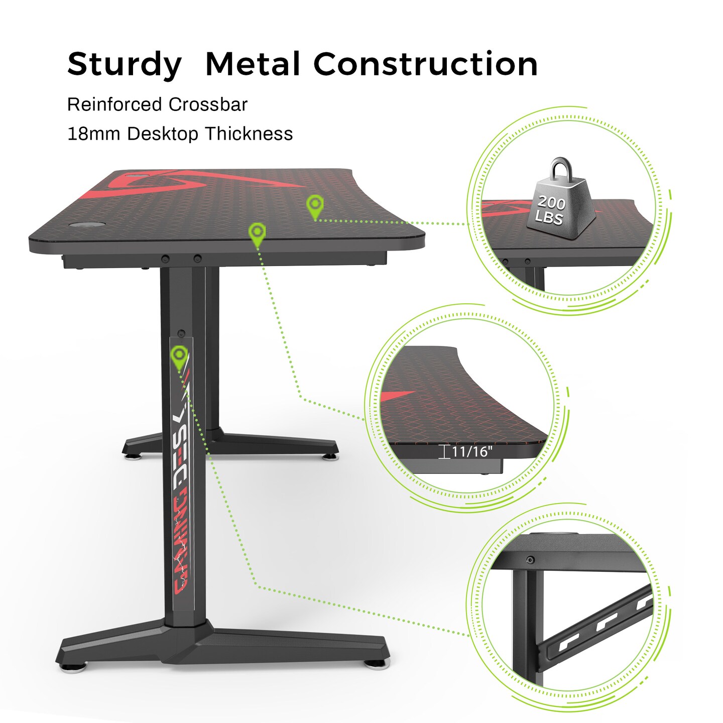 Eureka Ergonomic 47x23 Curved Shaped Gaming Desk