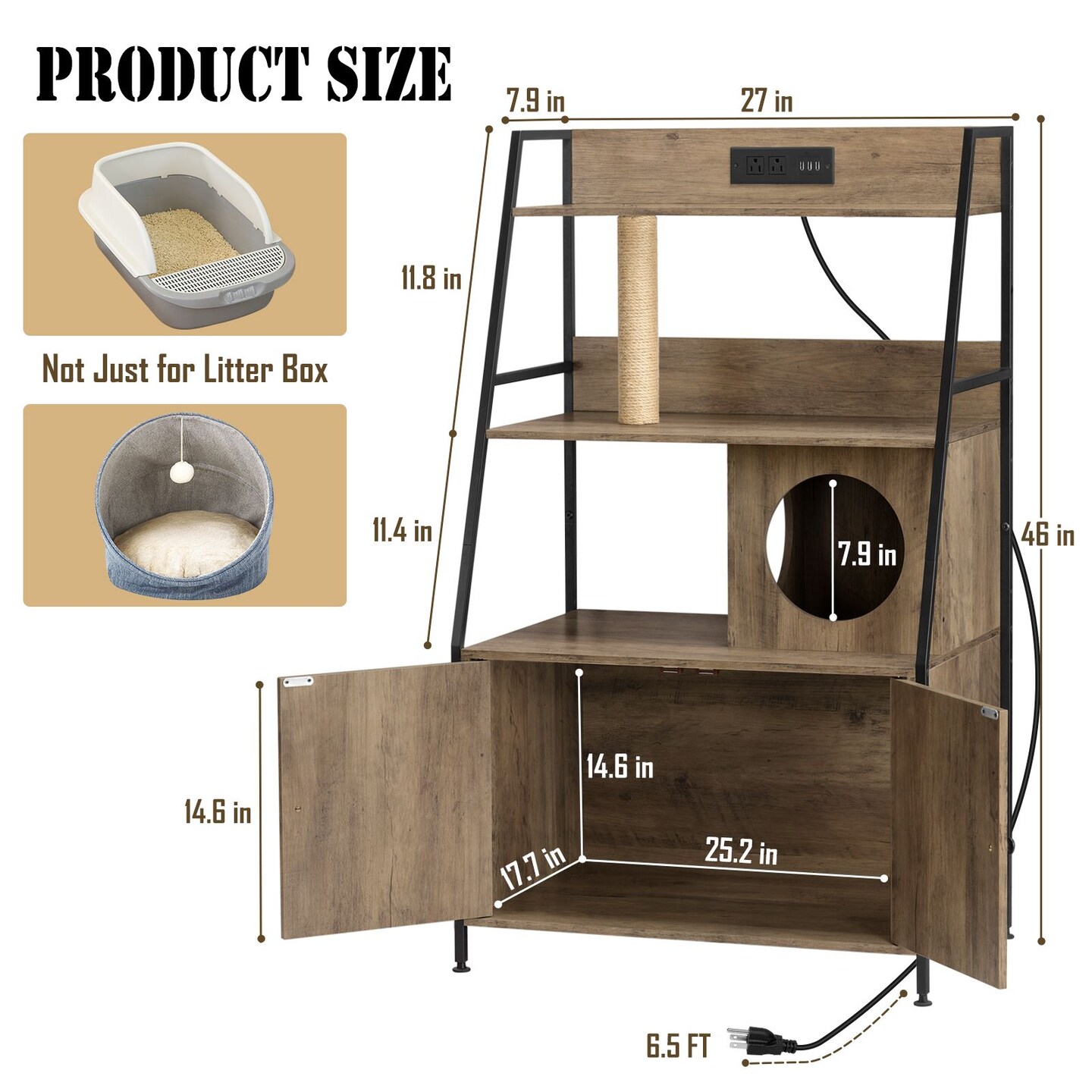 Litter Box Enclosure with Storage Shelves
