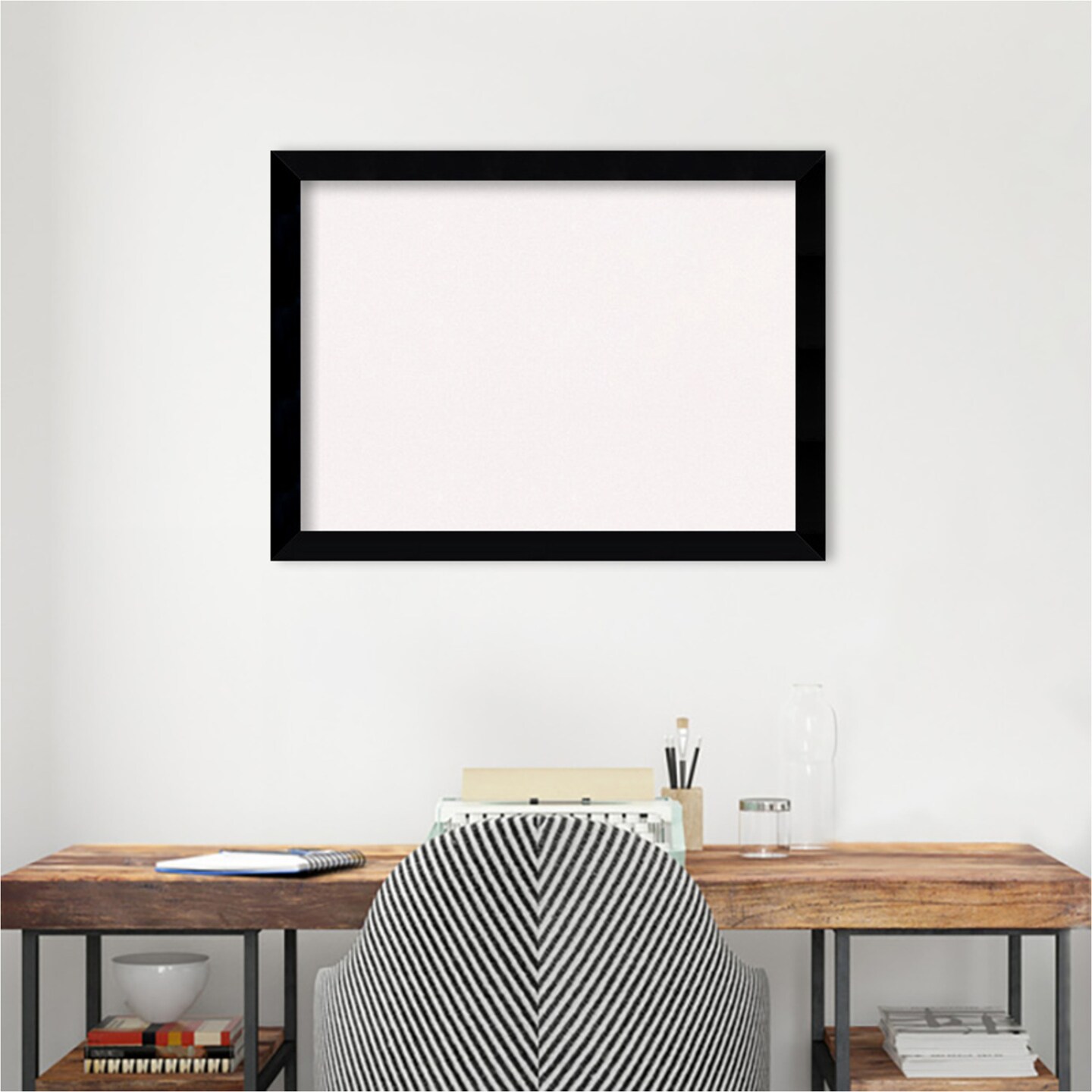 Black Museum Wood Framed Corkboard, White Cork