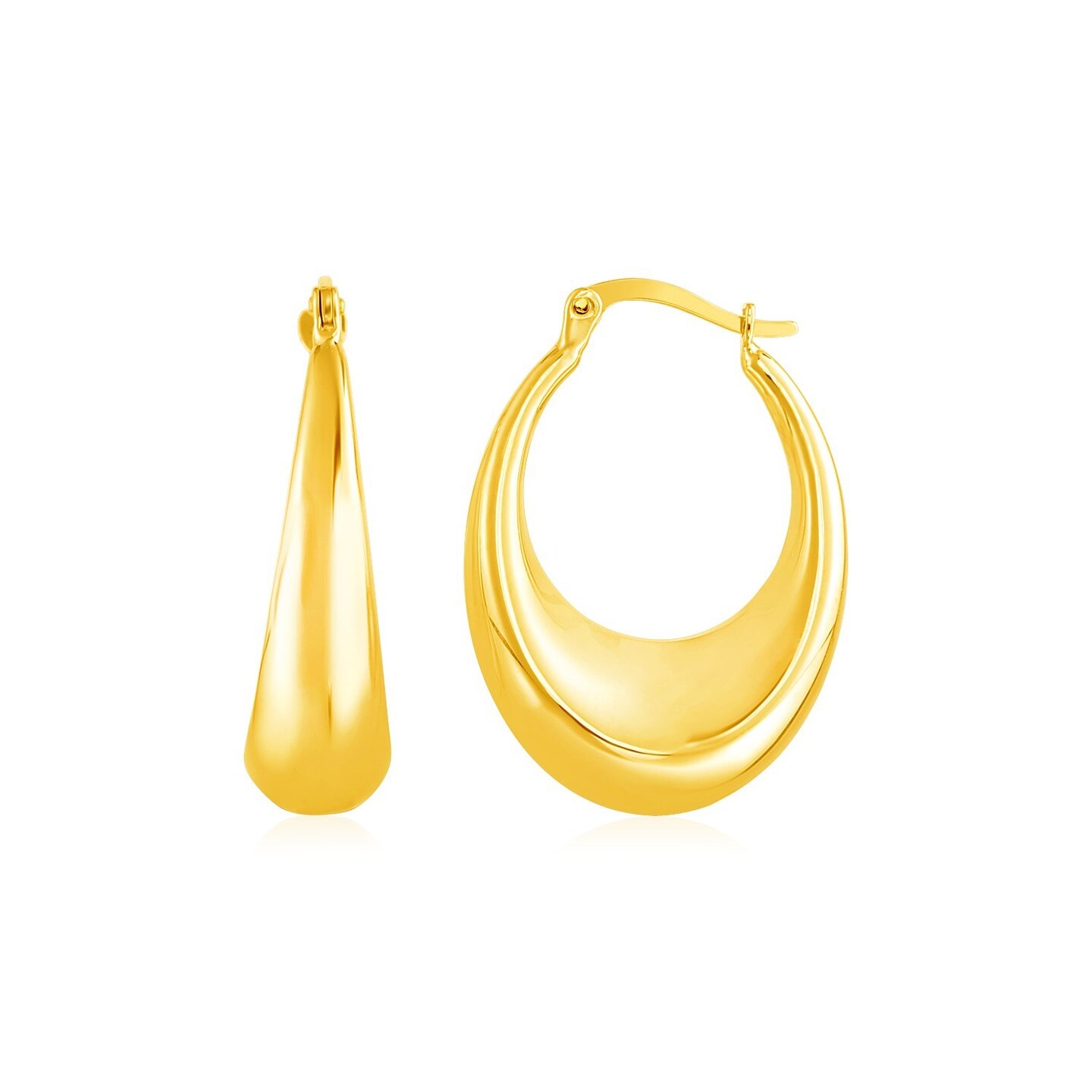 14k Yellow Gold Polished Puffed Hoop Earrings Michaels