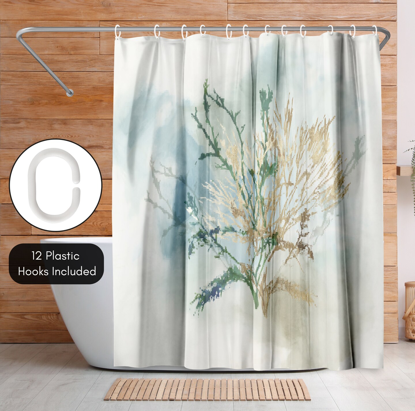 Americanflat 71&#x22; x 74&#x22; Shower Curtain, Green Coral II by PI Creative Art