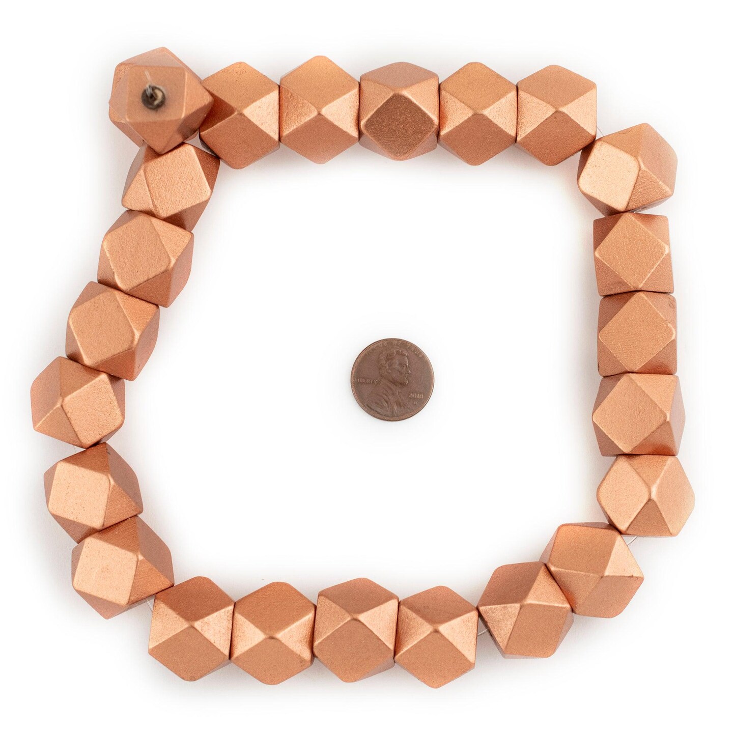 TheBeadChest Copper Cornerless Cube Wood Beads: 17mm Diamond Cut Natural Organic Beads for Jewelry Making