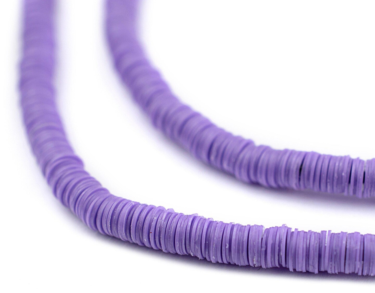 TheBeadChest Orchid Purple Vinyl Phono Record Beads 4mm Ghana African Disk 34 Inch Strand Handmade
