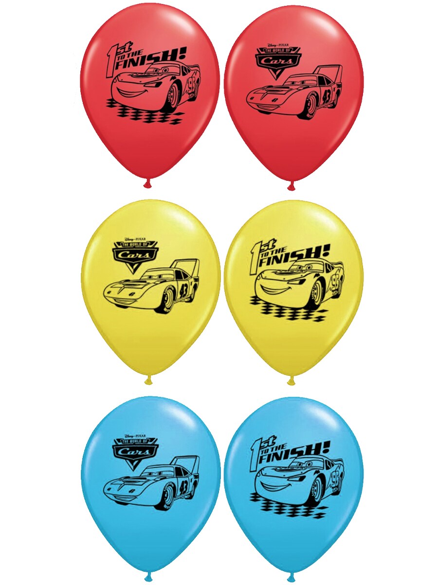 Set of 6 Disney Cars 12&#x22; Assorted Color Balloons