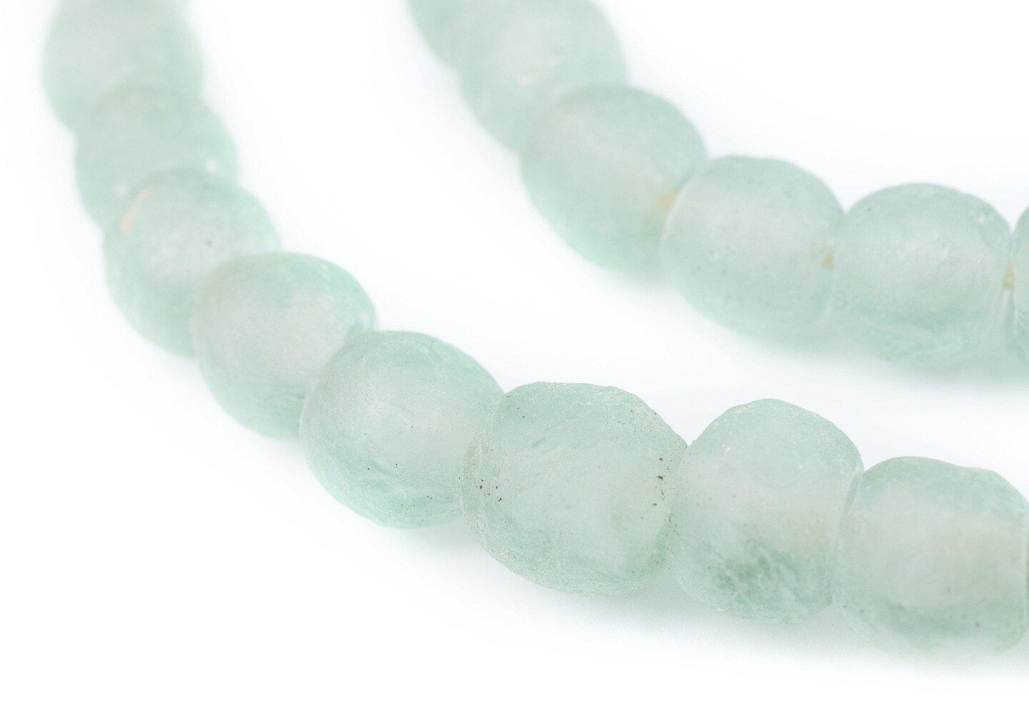 TheBeadChest River Aqua Recycled Glass Beads 11mm Ghana African Sea Glass Clear Round Large Hole 27 Inch Strand Handmade Fair Trade
