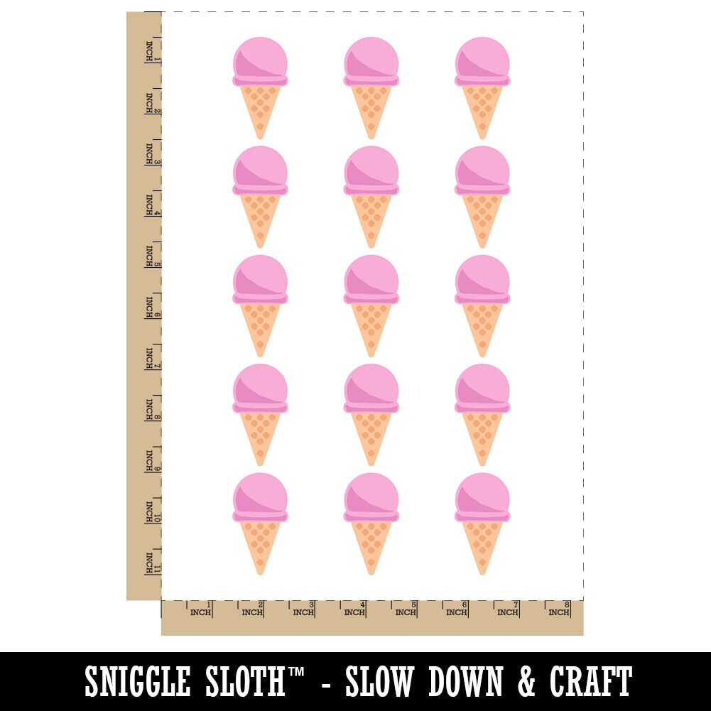 Yummy Ice Cream Cone Temporary Tattoo Water Resistant Fake Body Art Set Collection (1 Sheet)