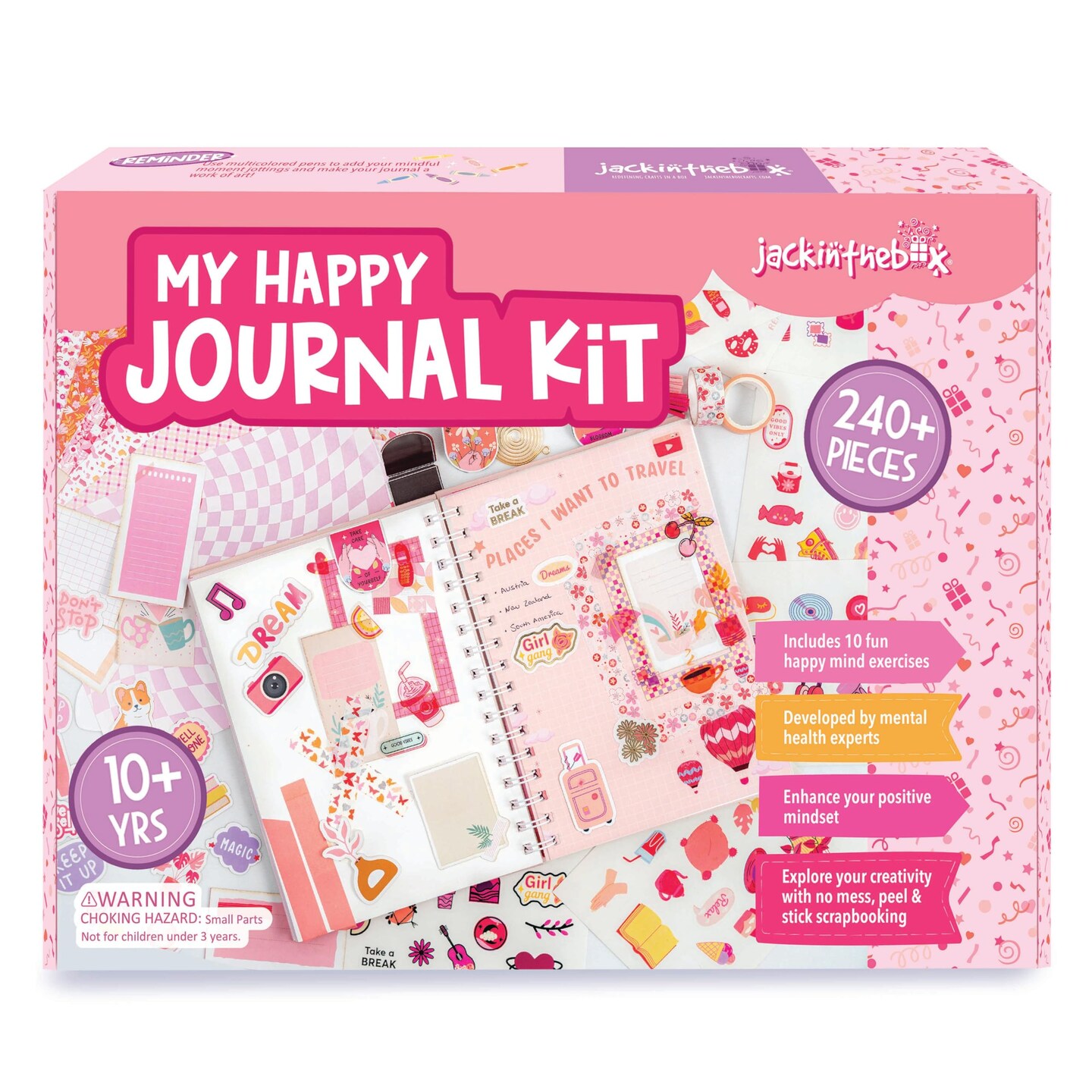 DIY My Journal Kit, Multi Color, Kid, Paper, 154 Page, Self-adhesive card cutouts, Transparent stickers, Gold foiled stickers, Decorative charm, Magnetic bookmarks