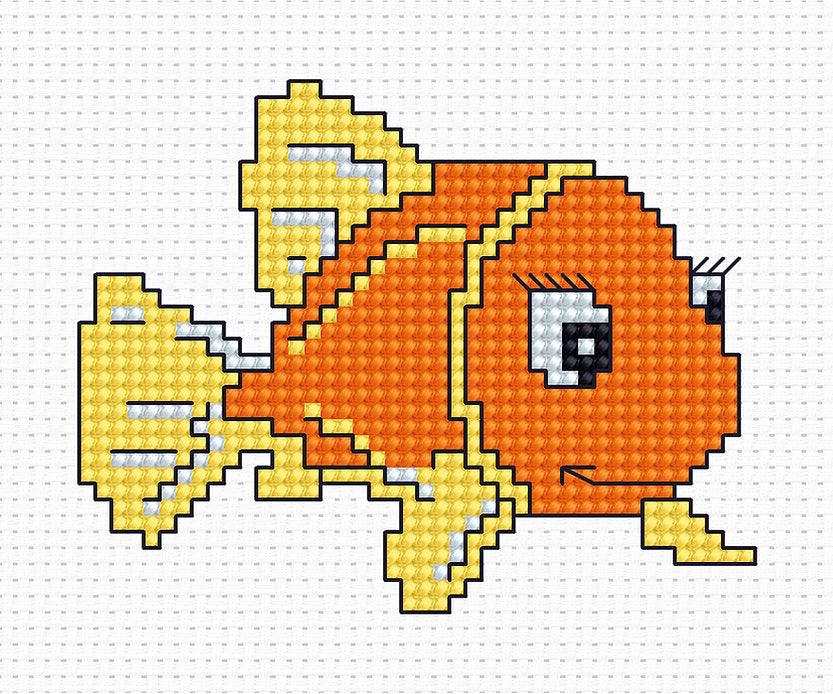 Orange Fish B081L Counted Cross-Stitch Kit