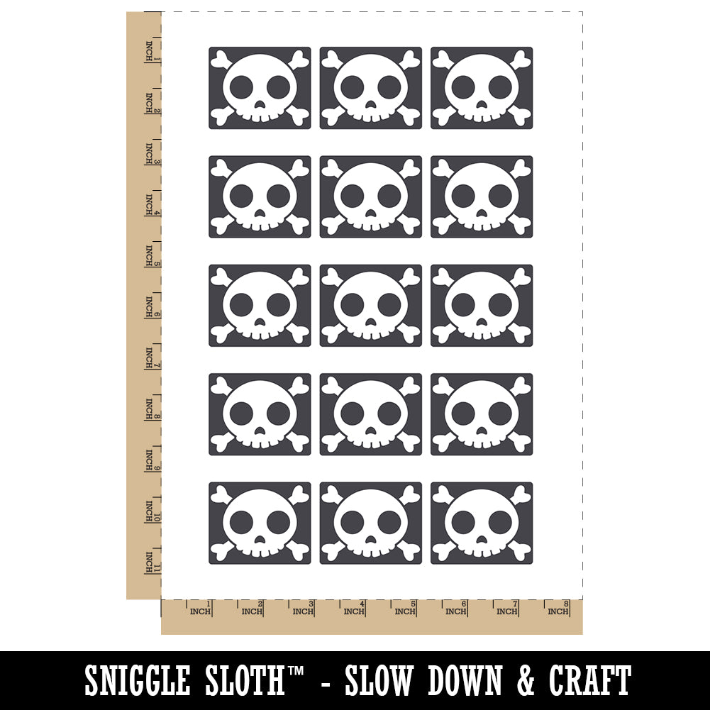 Cute Simple Skull and Crossbones Temporary Tattoo Water Resistant Fake Body Art Set Collection (1 Sheet)