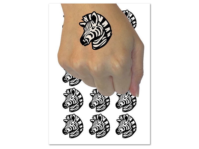 Striped Zebra Head Temporary Tattoo Water Resistant Fake Body Art Set Collection (1 Sheet)