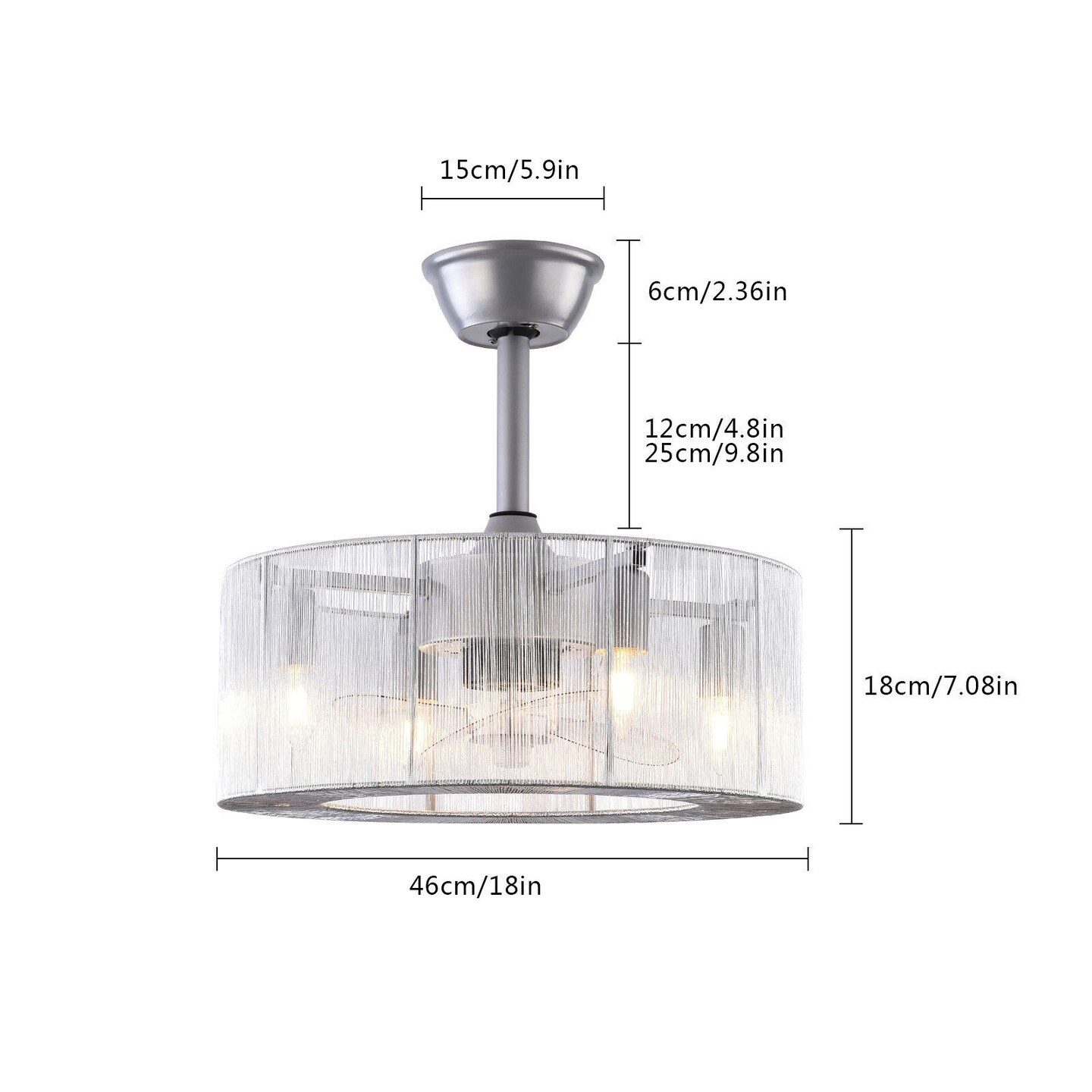 Kitcheniva 18 Inch Modern Ceiling Fan Lamp with Light Enclosed Round LED Wire Chandelier