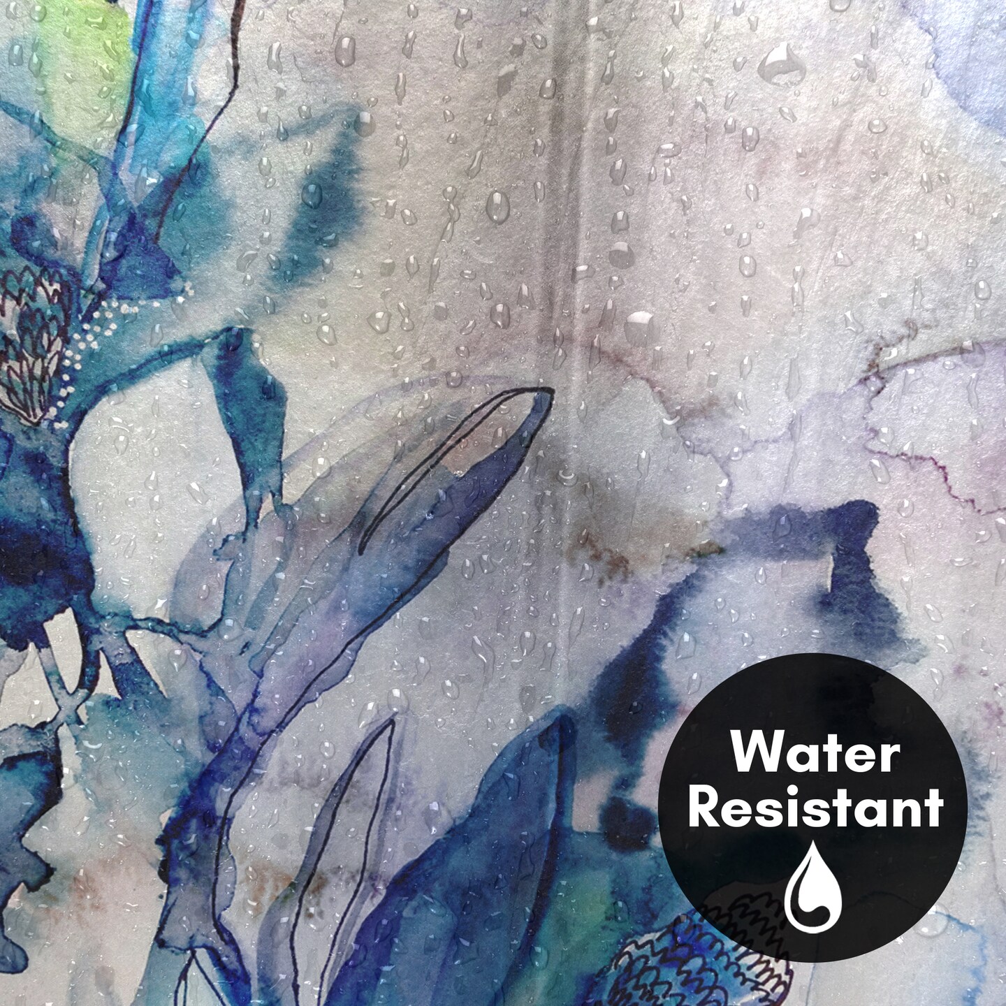 Americanflat 71&#x22; x 74&#x22; Shower Curtain, Aqua Floral by Hope Bainbridge