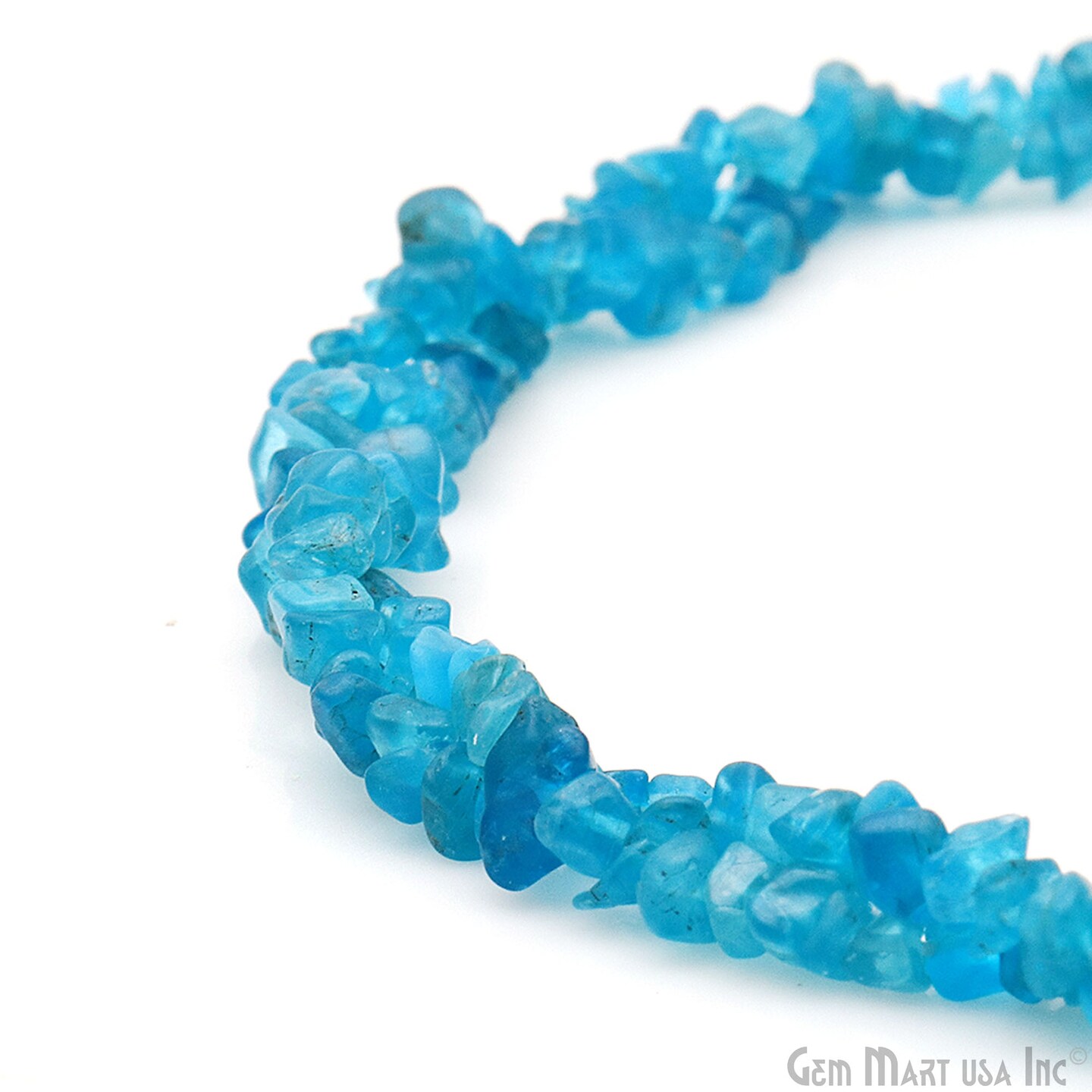Neon Apatite Chip Beads, 34 Inch, Natural Chip Strands, Drilled Strung Nugget Beads, 3-7mm, Polished, GemMartUSA (CHNA-70001)