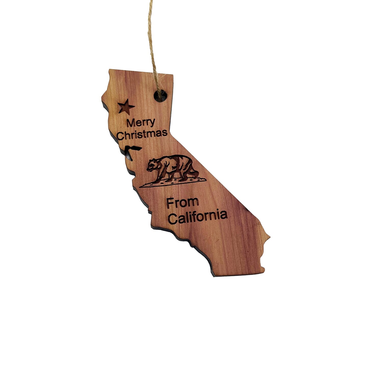 Merry Christmas From Texas - Cedar Ornament