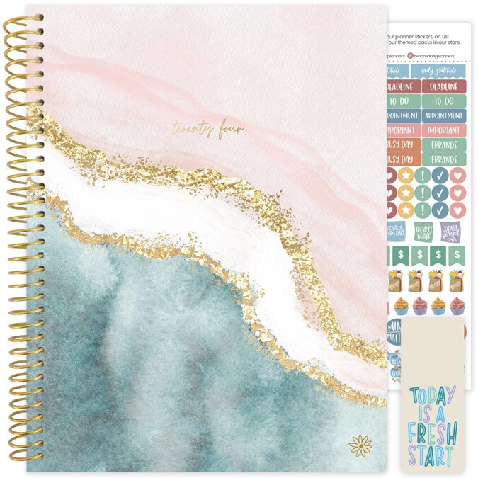 bloom daily planners 2024 Soft Cover Planner, 8.5" x 11", Daydream Believer, Pink & Blue