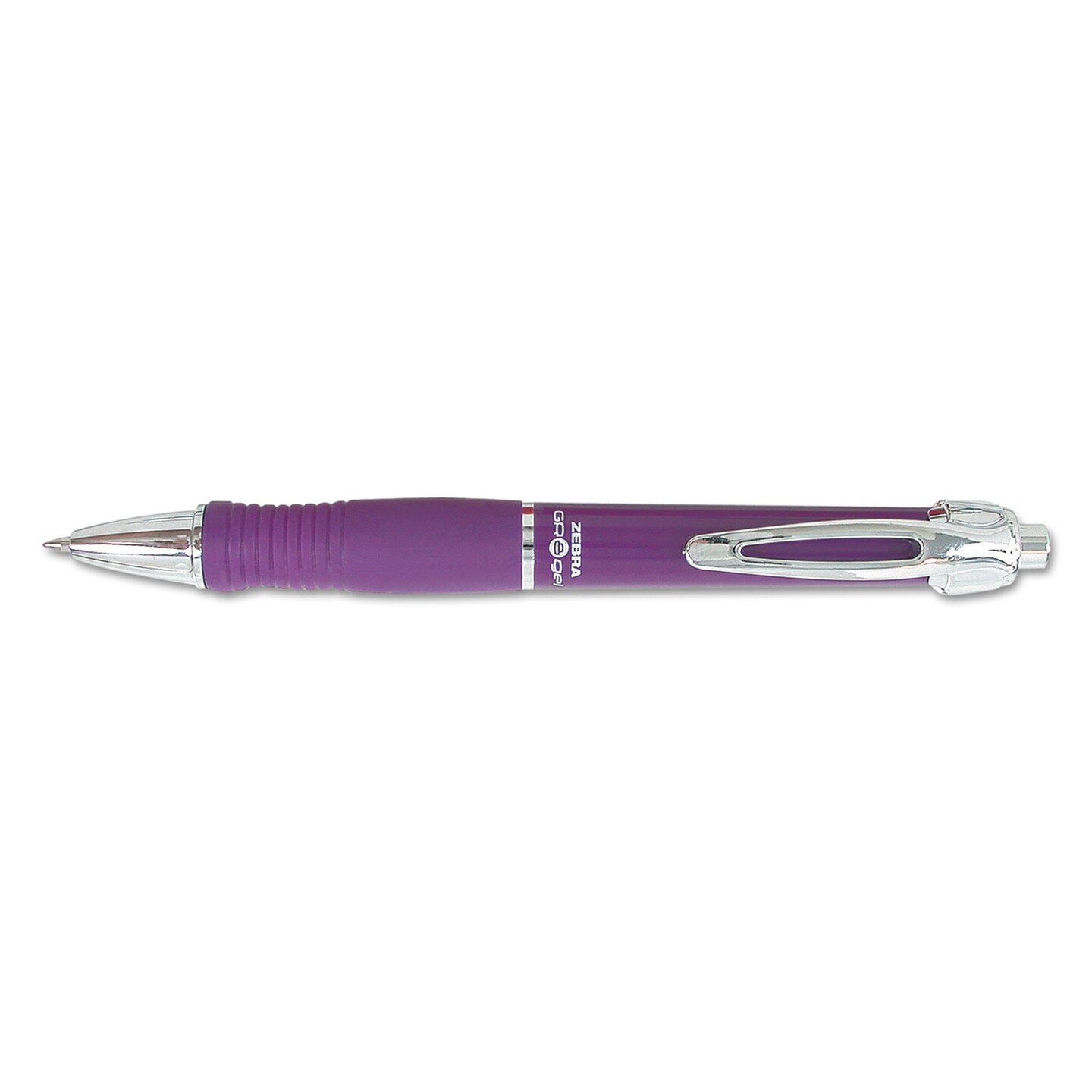 Zebra Pen GR8 Retractable Gel Pen, Medium 0.7mm, Violet Ink, Violet/Silver Barrel, Dozen