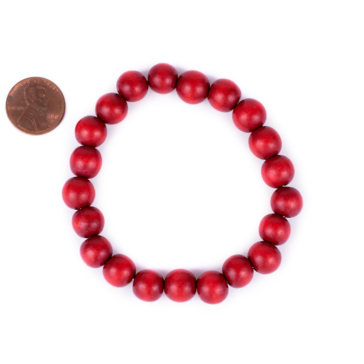 TheBeadChest Wood Stretch Bracelet, Red - Stackable Beaded Jewelry, Unisex for Men &#x26; Women