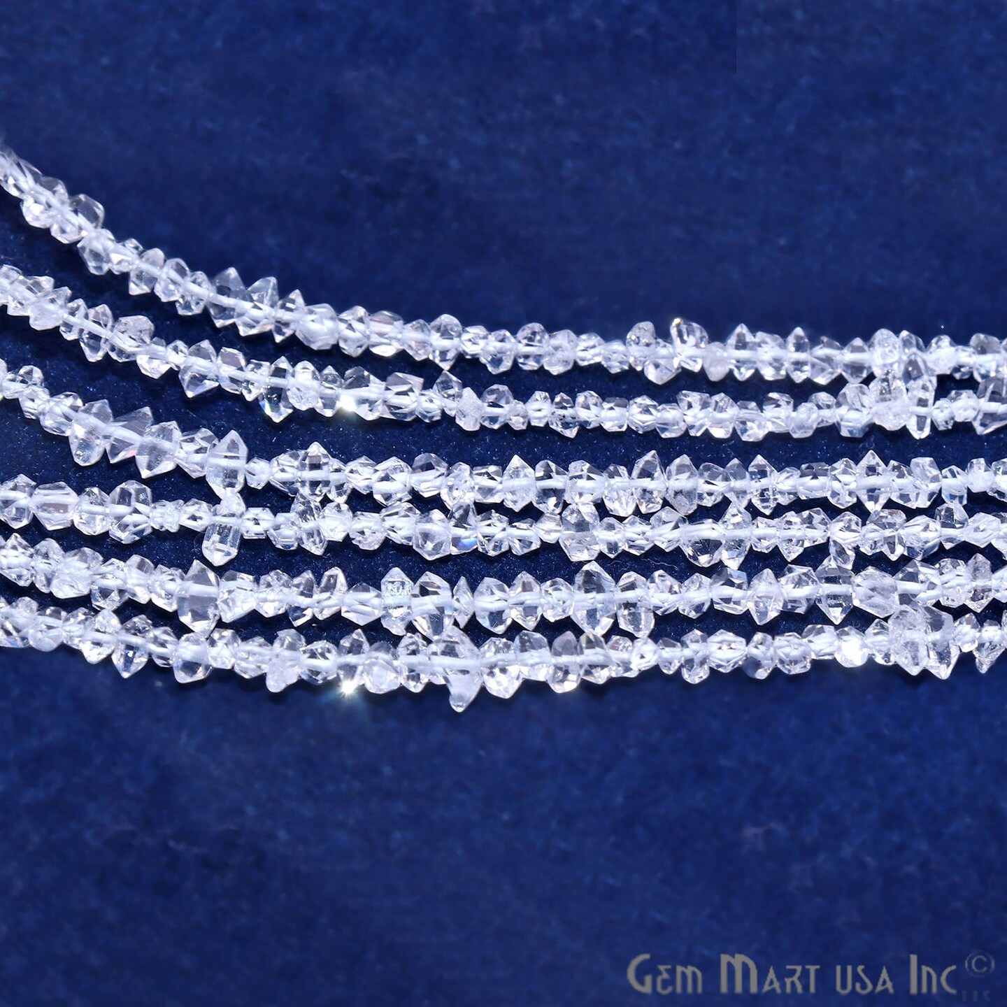 Herkimer Diamond Rough Beads, 12.5 Inch Gemstone Strand, Drilled Strung Briolette Beads, Free Form, 3-4mm, GemMartUSA (DRDH-70002)