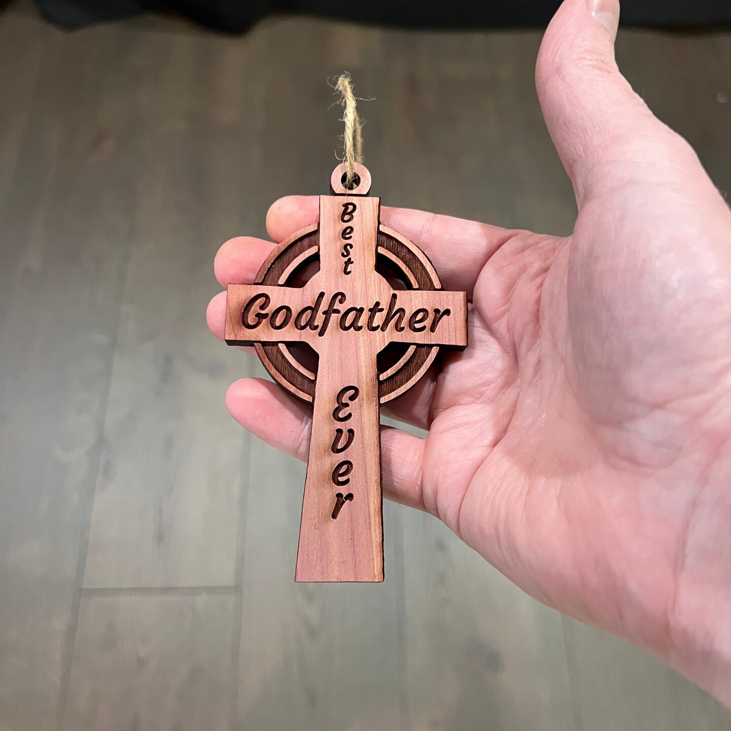 Best Godfather Ever Celtic Cross - Cedar Ornament Best Godfather Ever Celtic Cross - Cedar Ornament