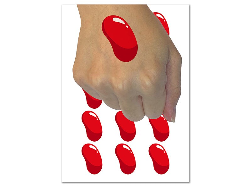 Jelly Bean Solid Temporary Tattoo Water Resistant Fake Body Art Set Collection (1 Sheet)