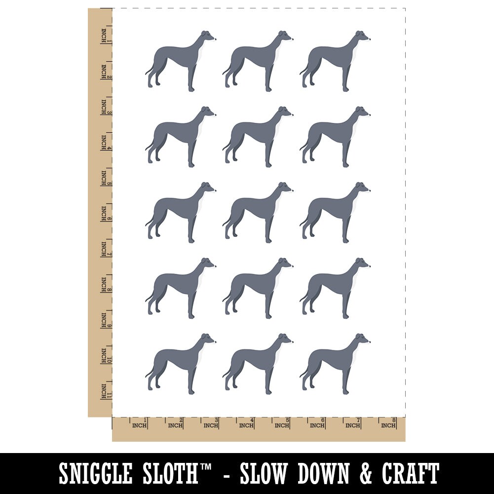 Greyhound Dog Solid Temporary Tattoo Water Resistant Fake Body Art Set Collection (1 Sheet)