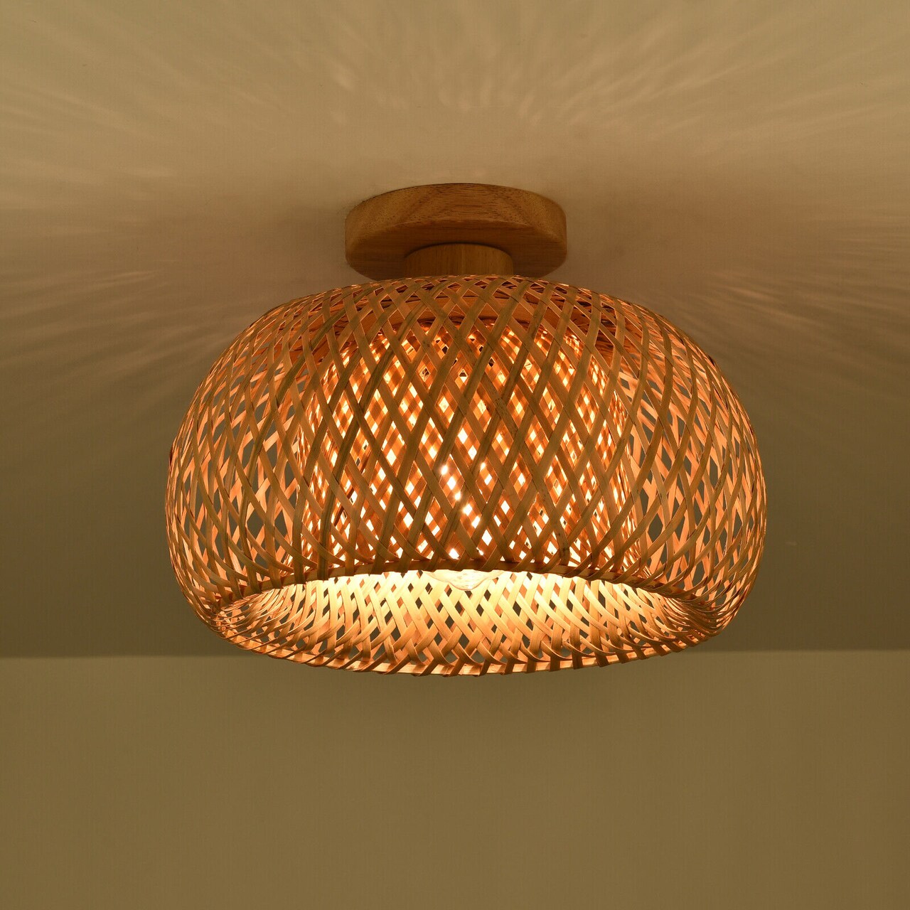 Kitcheniva Bamboo Wicker Rattan Flush Mount Lamp Fixture | Michaels